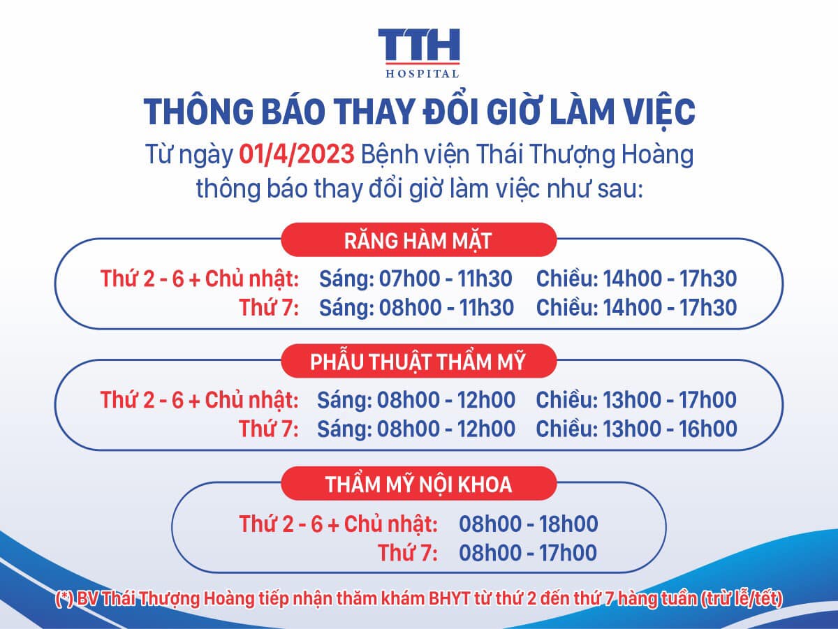 Thông báo thay đổi giờ làm việc